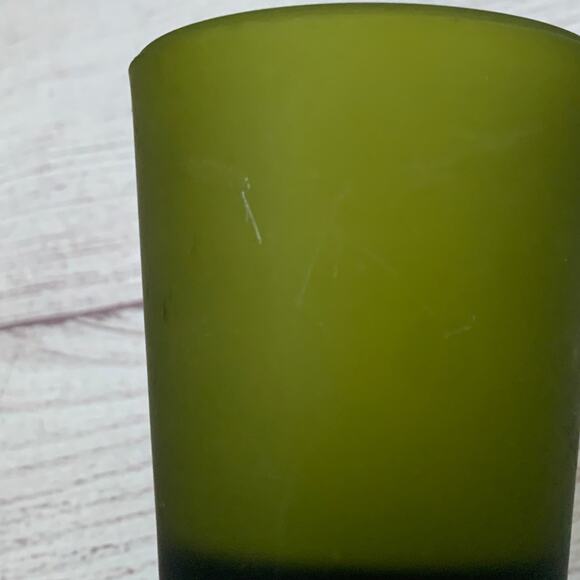 Green Frosted Glass Votive Candle Holders Set of 2 Square Metal Base 4 3/8" - Picture 12 of 16